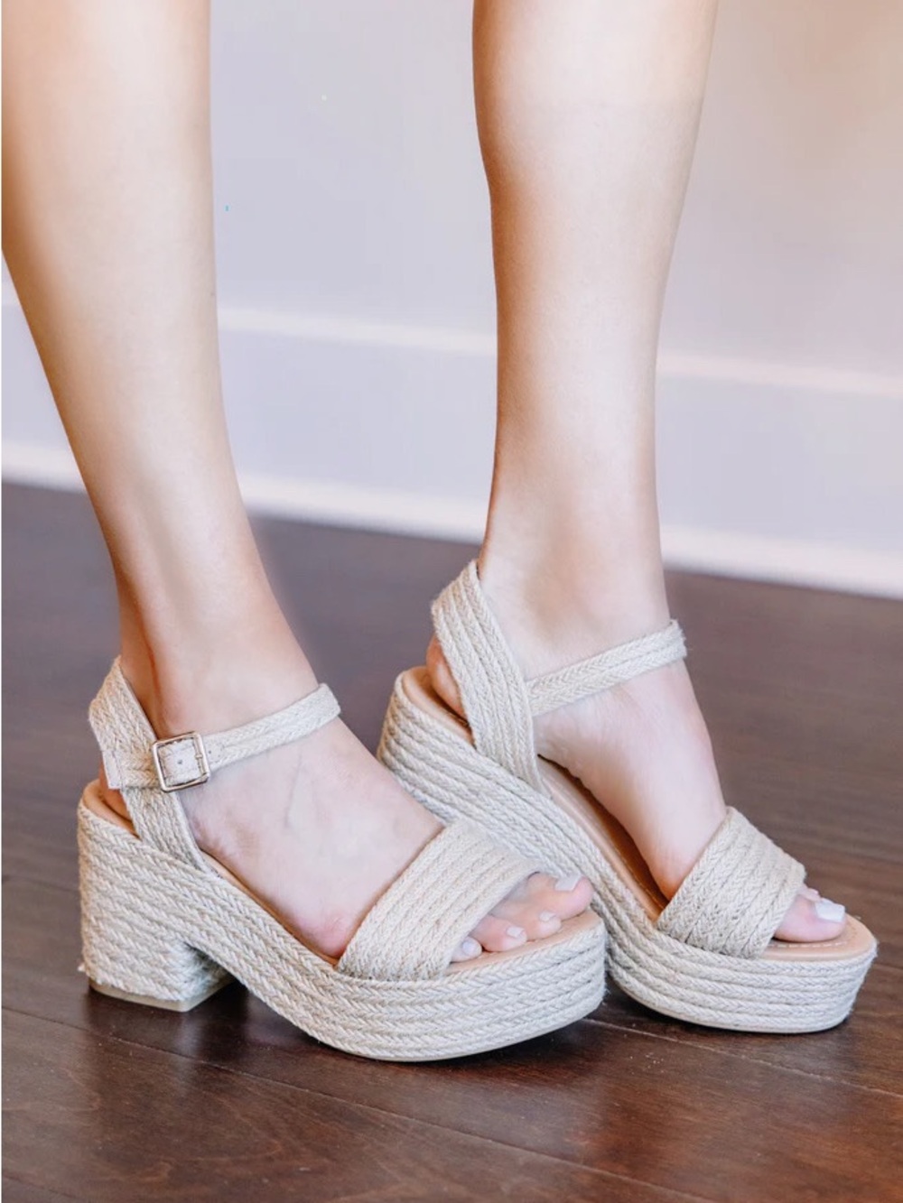 Woven Espadrille Platform Sandal - Natural